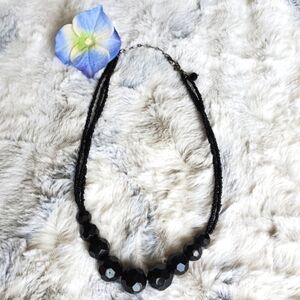 Black Beaded Statement Necklace